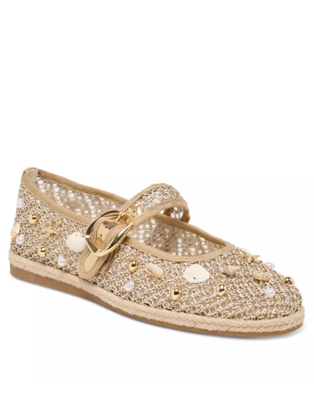 Dolce Vita Ralph Women’s Ballet Flats Gold Beaded Raffia Size 6 NWT - Picture 1 of 8